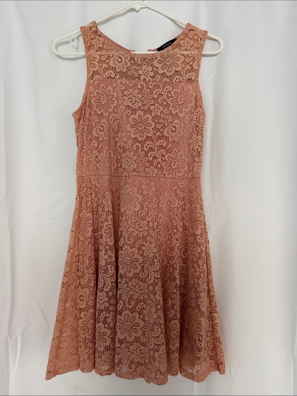 Sleeveless Floral Lace A-Line Dress in Dusty Rose